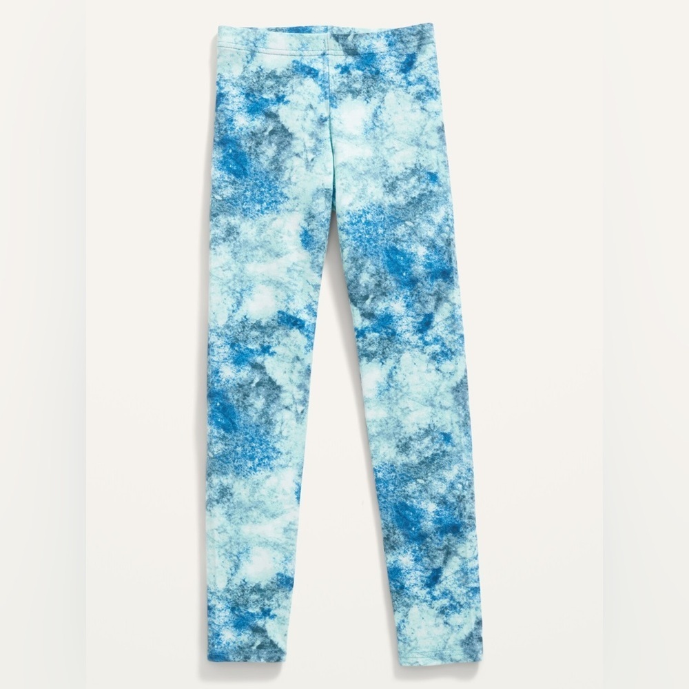 Old Navy Aqua Navy Printed Built-In Tough Full-Length Leggings Girls Small 6-7